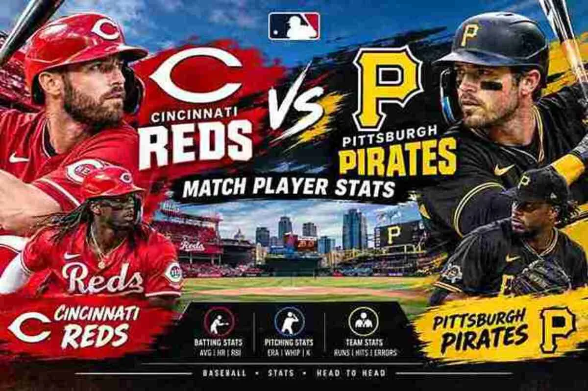 Cincinnati Reds vs Pittsburgh Pirates match player stats baseball matchup graphic