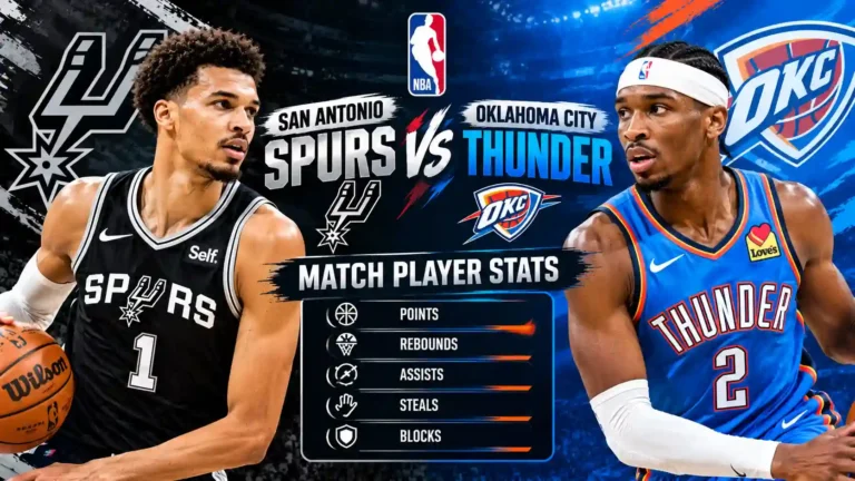 San Antonio Spurs vs Oklahoma City Thunder match player stats comparison featuring Victor Wembanyama and Shai Gilgeous-Alexander